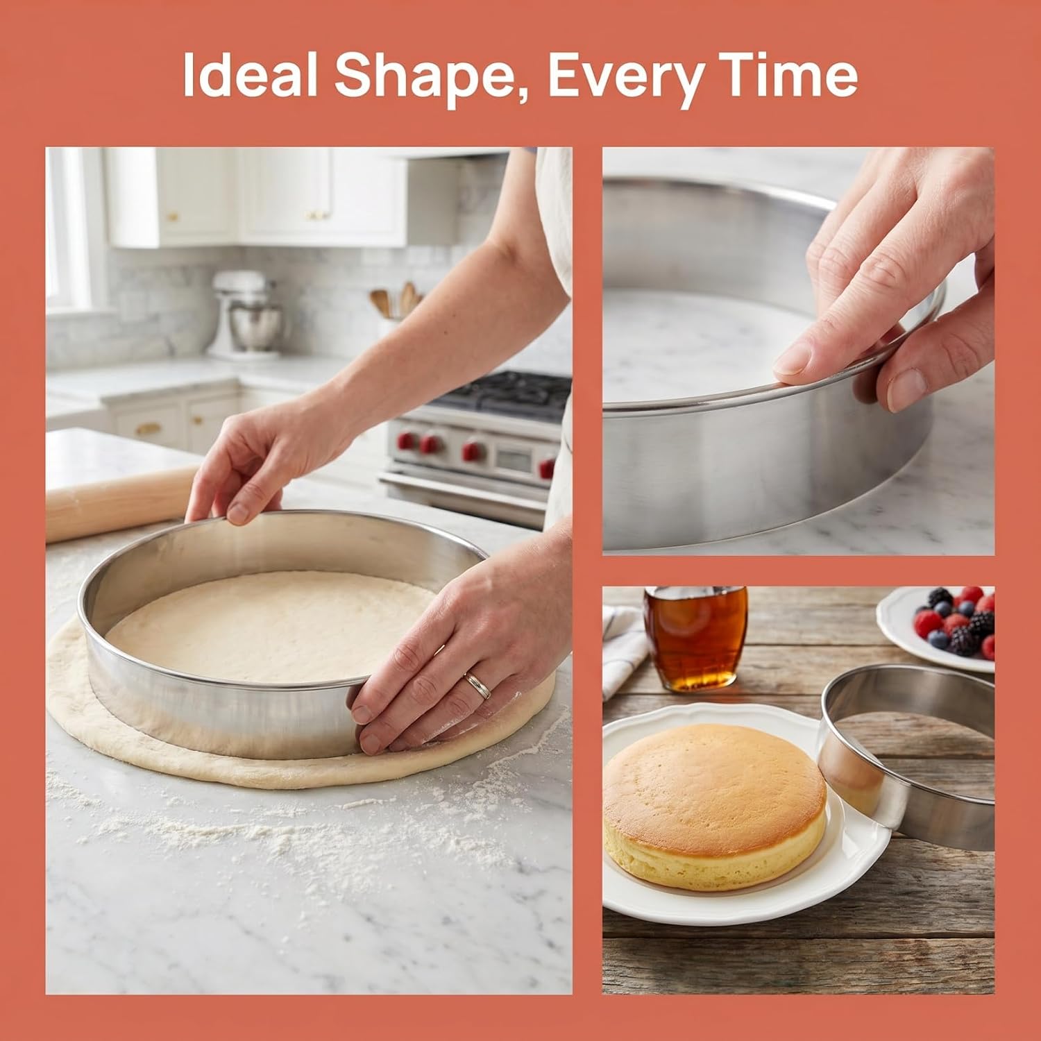 DOITOOL 12 Inch Cake Ring Stainless Steel Cookie Cutter Pizza Topping Mold for Baking, Round Pastry Biscuit Dessert Mousse Maker, Large Metal Circle Tool