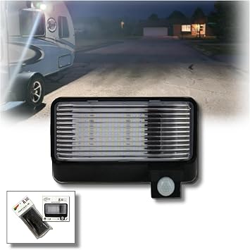 MG1000-450B-SB, RV Motion Security Light, 12 Volt, Exterior Motion Sensor, Bright LED Porch Utility Flood Light, Battery Monitoring Sensor, Adjustable Sensitivity and EMI Suppression