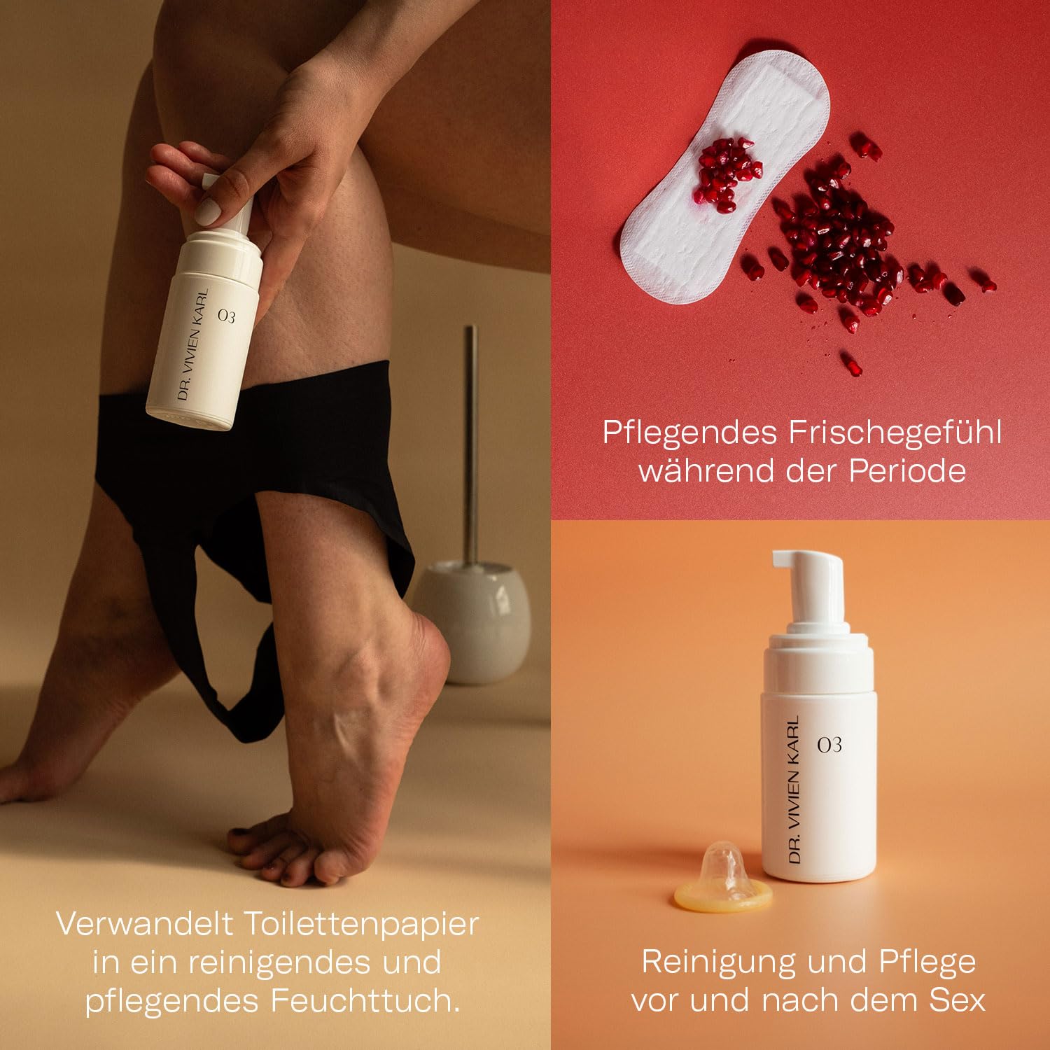 Espuma limpiadora íntima 03 | Sustituye a 125 toallitas húmedas | Convierte el papel higiénico en toallitas de higiene íntima | Limpieza rápida y cuidado para mujeres | 100 ml