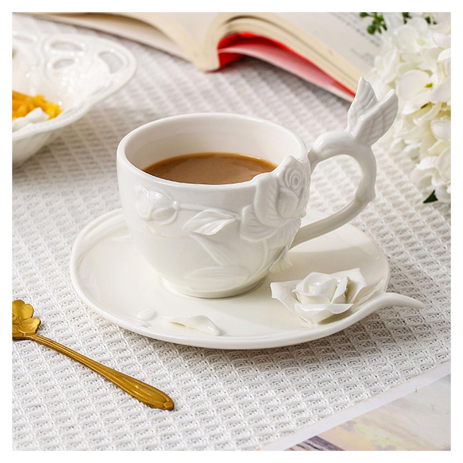 Ceramiczny zestaw filiżanek do herbaty, ręcznie wykonany kubek do kawy ze spodkiem, wielofunkcyjny kubek na mleko do herbaty, kawy i nie tylko - idealny do użytku domowego lub biurowego