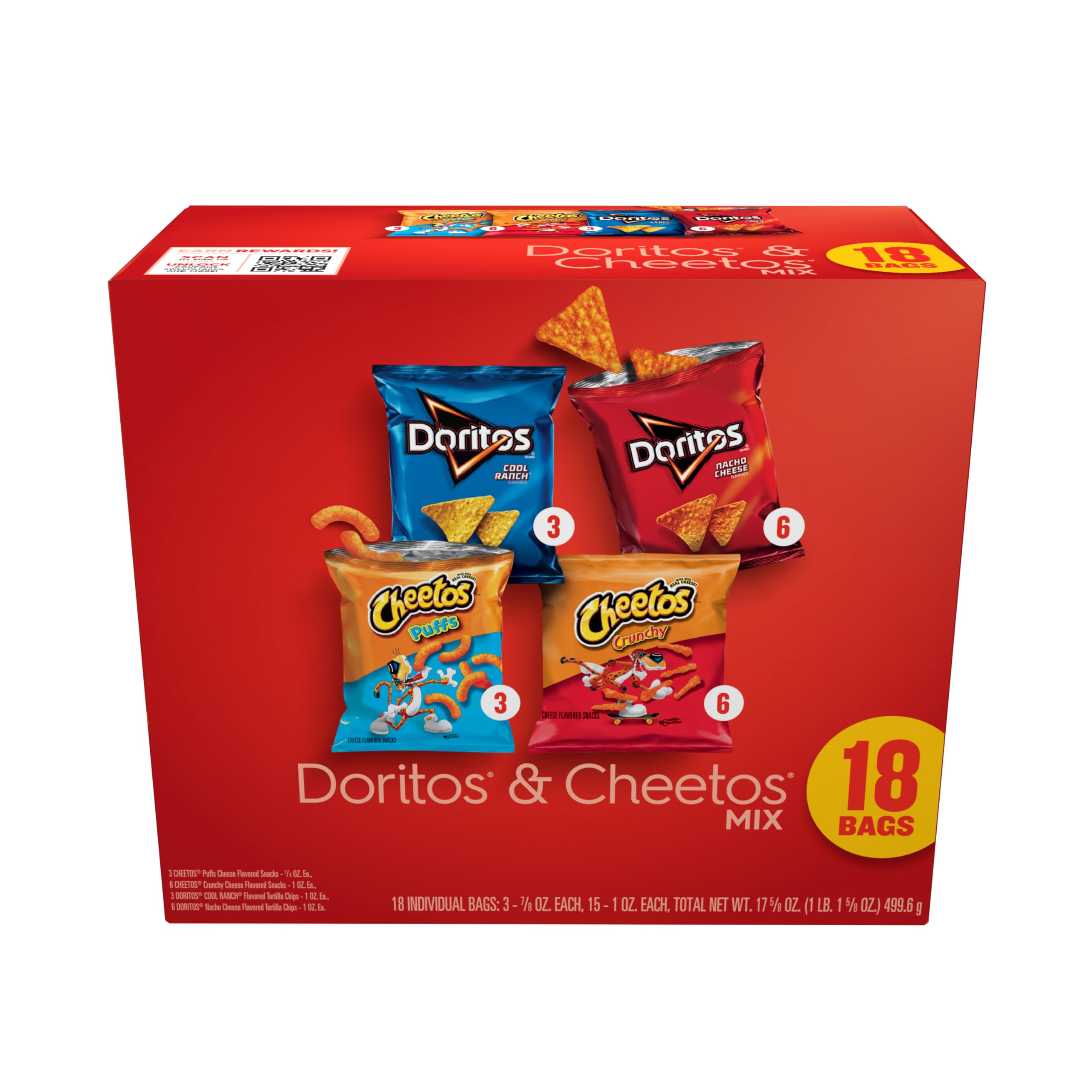 Frito-Lay Doritos & Cheetos Mix Variety Pack, (18 Pack)