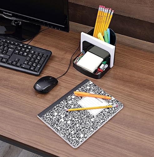 Miniatura 5 de Organizador de escritorio con 6 compartimentos, diseño multifuncional, capacidad para suministros de oficina, bolígrafos, lápices, marcadores, notas