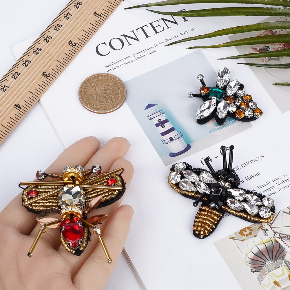 GORGECRAFT 3er Set Strass-Schmetterlings-Patches – Bestickte Applikationen Zum Aufnähen Auf Kleidung & Taschen