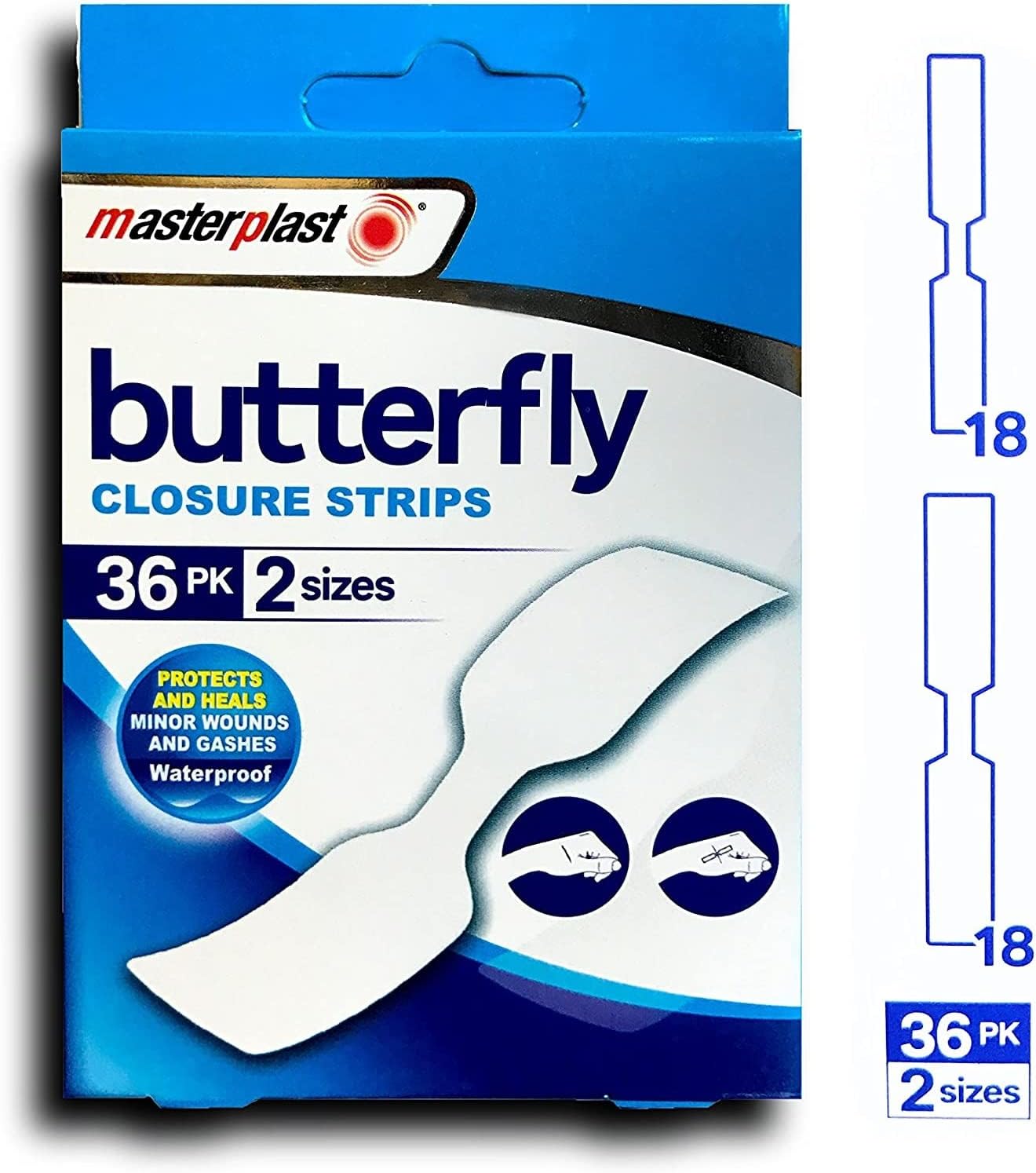Masterplast Butterfly Quick Closure Strips Pack Of 36, White