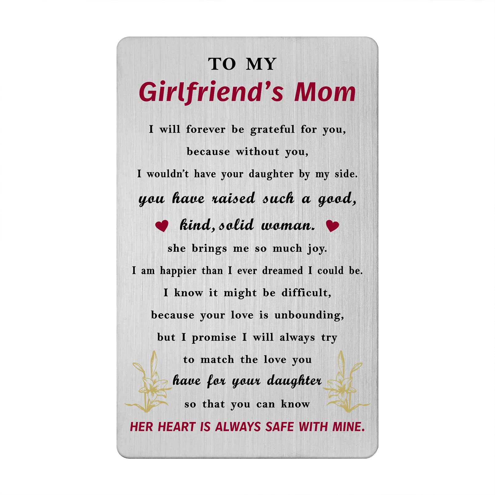 My Girlfriend's Mom Gifts - Girlfriend's Mother Christmas Birthday Card - Girlfriends Mom Valentines Mother's Day
