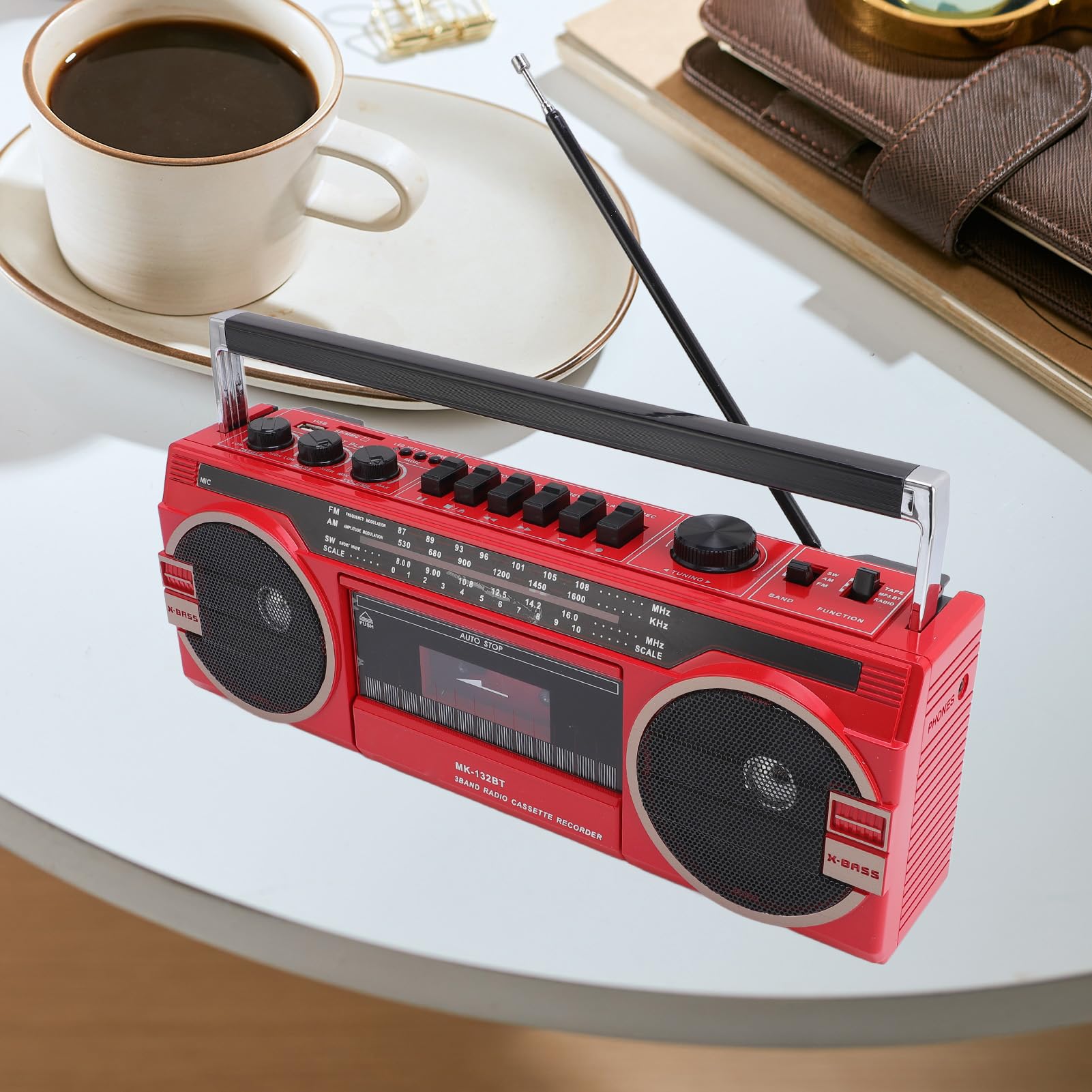 Registro de Reproductor de Cassette Retro, con Radio Am FM SW, Bluetooth, Reproducción/Grabación USB, Convierte Casetes en MP3, Reproductor de Cintas Portátiles, AC (Enchufe de