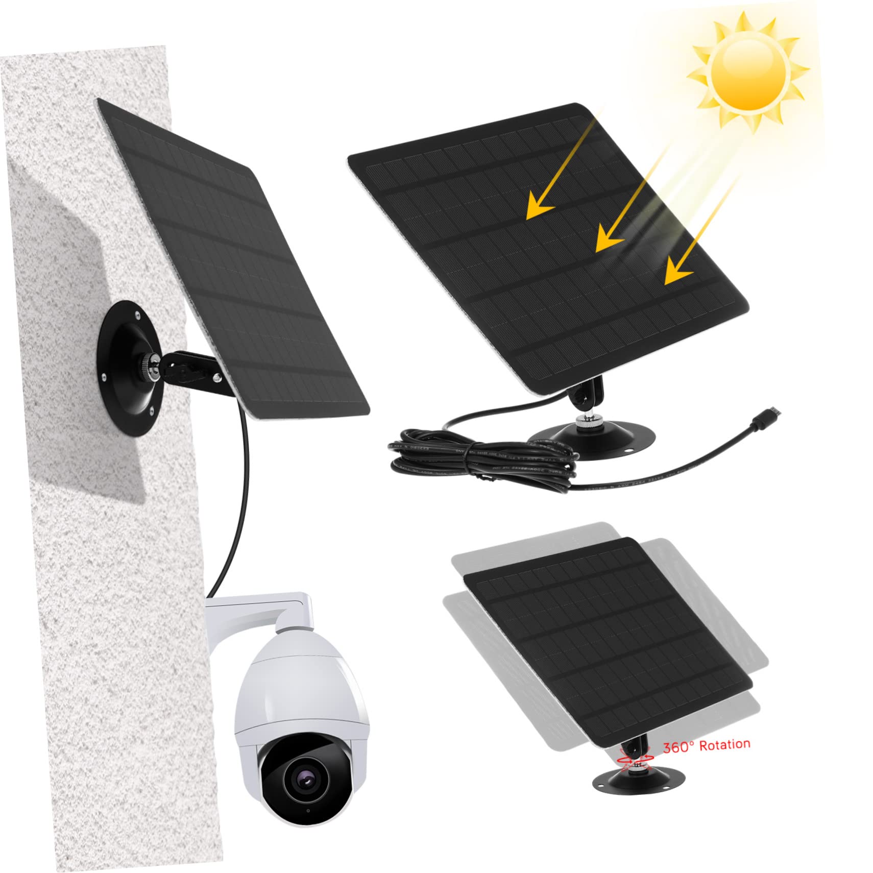 BUTIFULSIC 20w Solar Power Panel for Outdoor Cameras Solar Charger Wall Mount Solar Security Camera Wall Mount