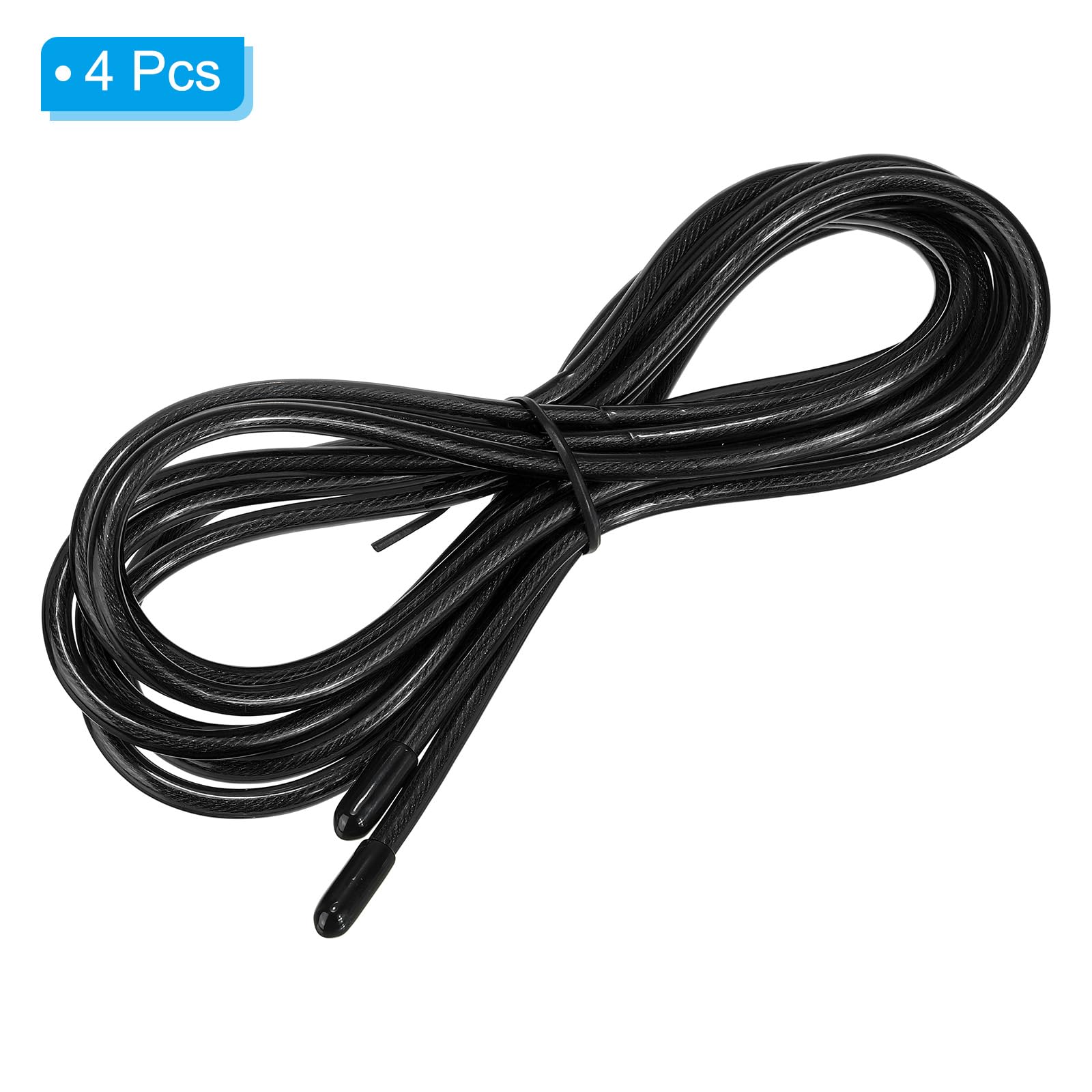 PATIKIL 10Ft Speed Jump Rope Replacement Cable, 4 Pack 4.5mm Professional Skipping Rope Replacement for High-Speed Jump Ropes, Black - Image 3