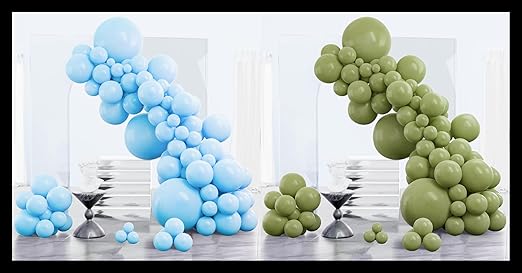 Product image for PartyWoo Light Blue and Sage Green Balloons, 85 pcs each - 1