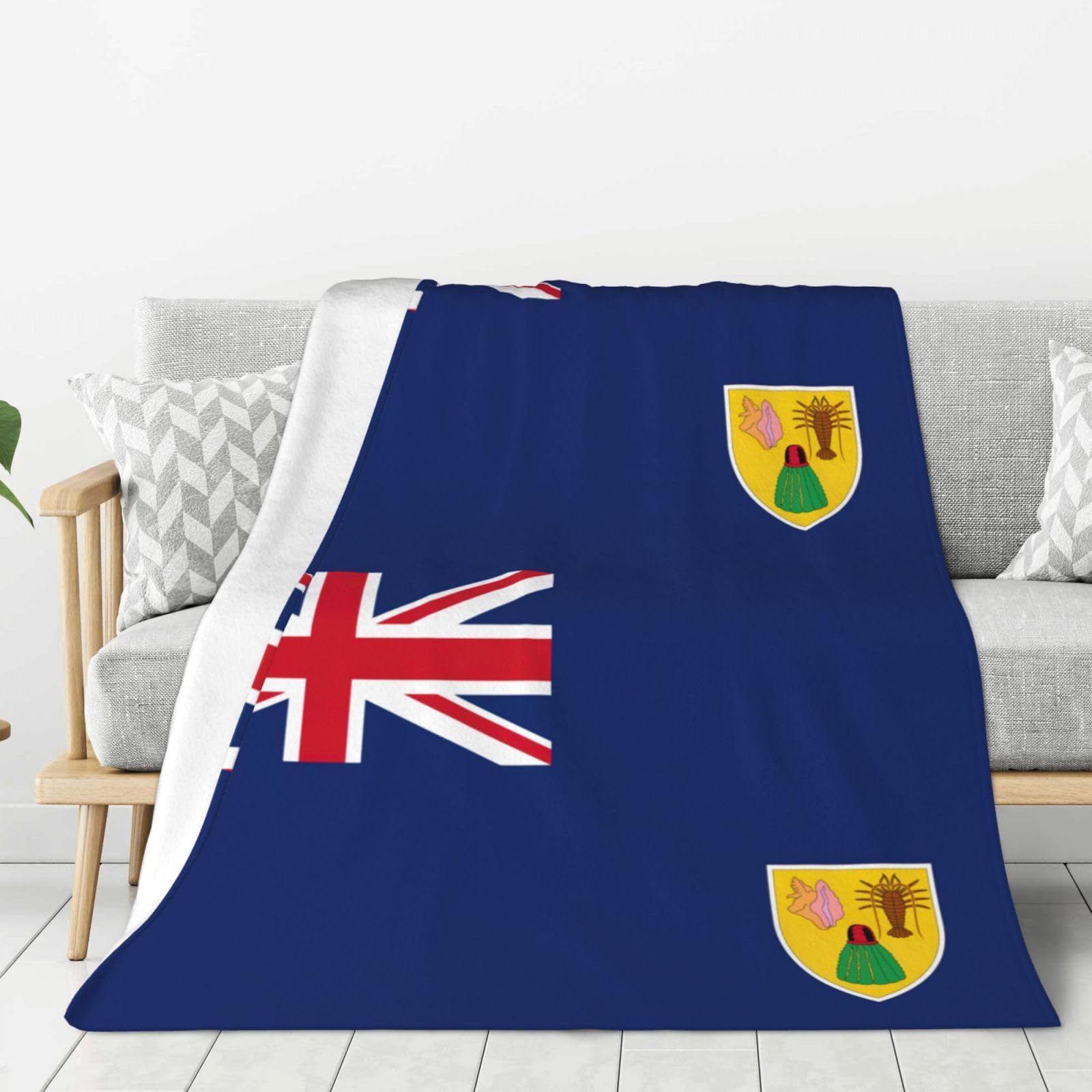 Couverture flanelle anti-froid îles Turques et Caïques jeté de canapé