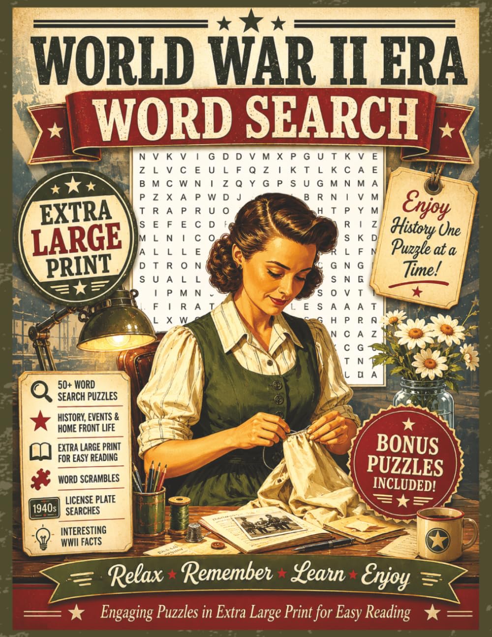 World War II Word Search - Extra Large Print Edition: Extra Large Print Puzzles with Bonus Word Scrambles, License Plate Searches, and WWII Facts | ... (Extra Large Print Word Search Puzzle Books)