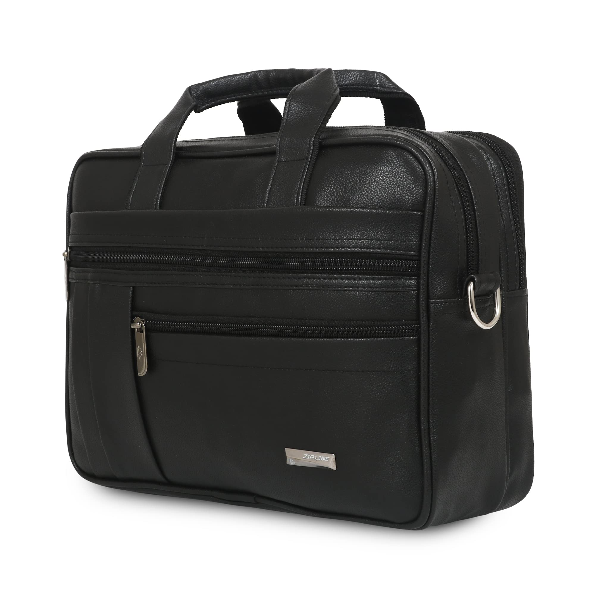 zipline Office Faux Leather laptop bag for Men - Fits 14/15/15.6 inch Laptop/Tablet Messenger Bags For Mens (1-Black Bag)-picture-15
