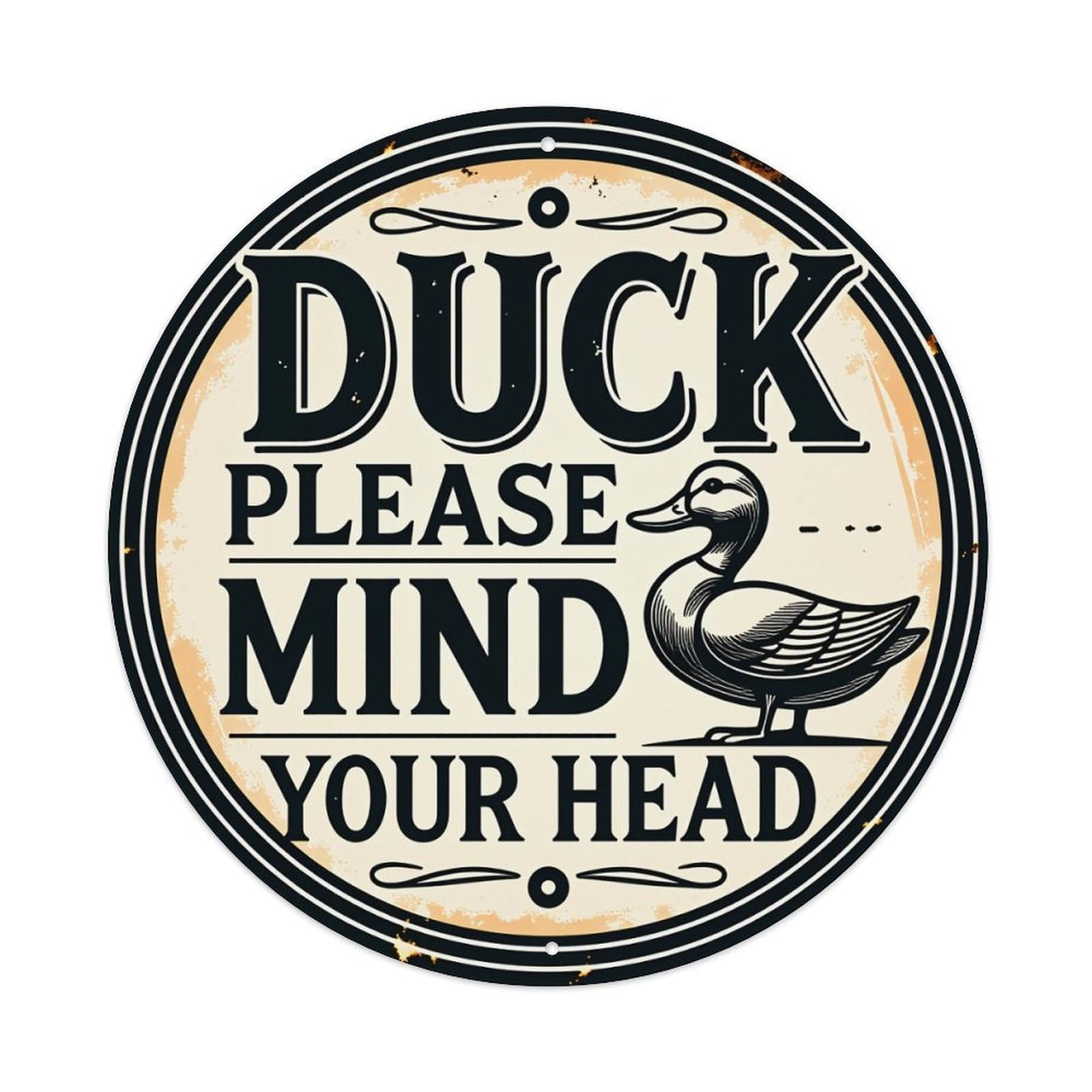 Duck Please Mind Your Head Tin Sign Metal Poster Vintage Metal Signs for Home Man Cave Bar Cafe Kitchen laundry room Wall Decorations Gift 8x8Inch