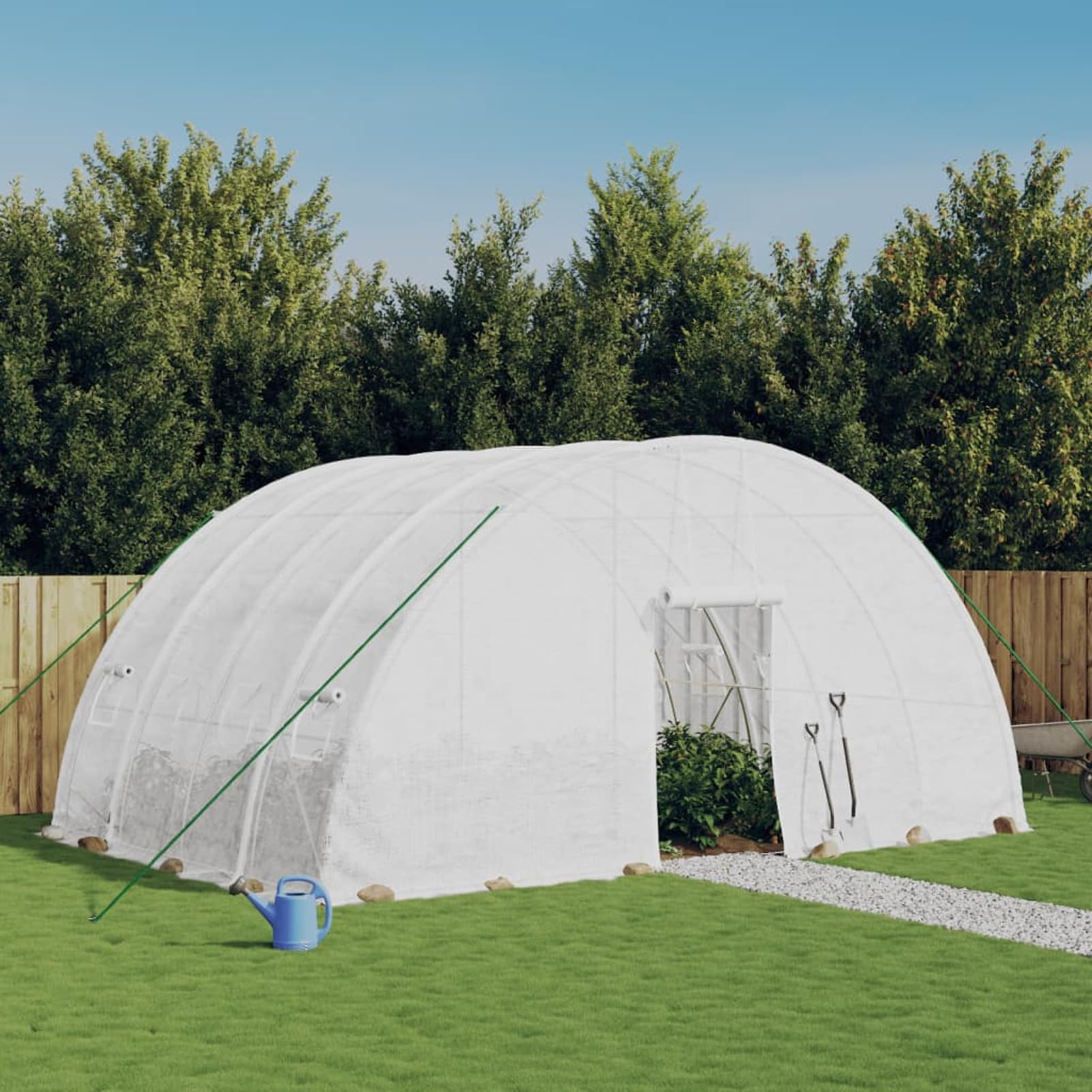Homgoday Szklarnia ogrodowa, szklarnia z białą stalową ramą 24 m² 6 x 4 x 2,85 m, szklarnia ogrodowa szklarnia ogród warzywny szklarnia balkonowa szklarnia szklarnia do roślin