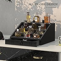 Vista 7 de Wooden Cologne Organizer for Men Enhanced 4 Tier Cologne Stand Shelf Perfume Organizer with Velvet Lined Drawer & Hidden Storage Perfume Display