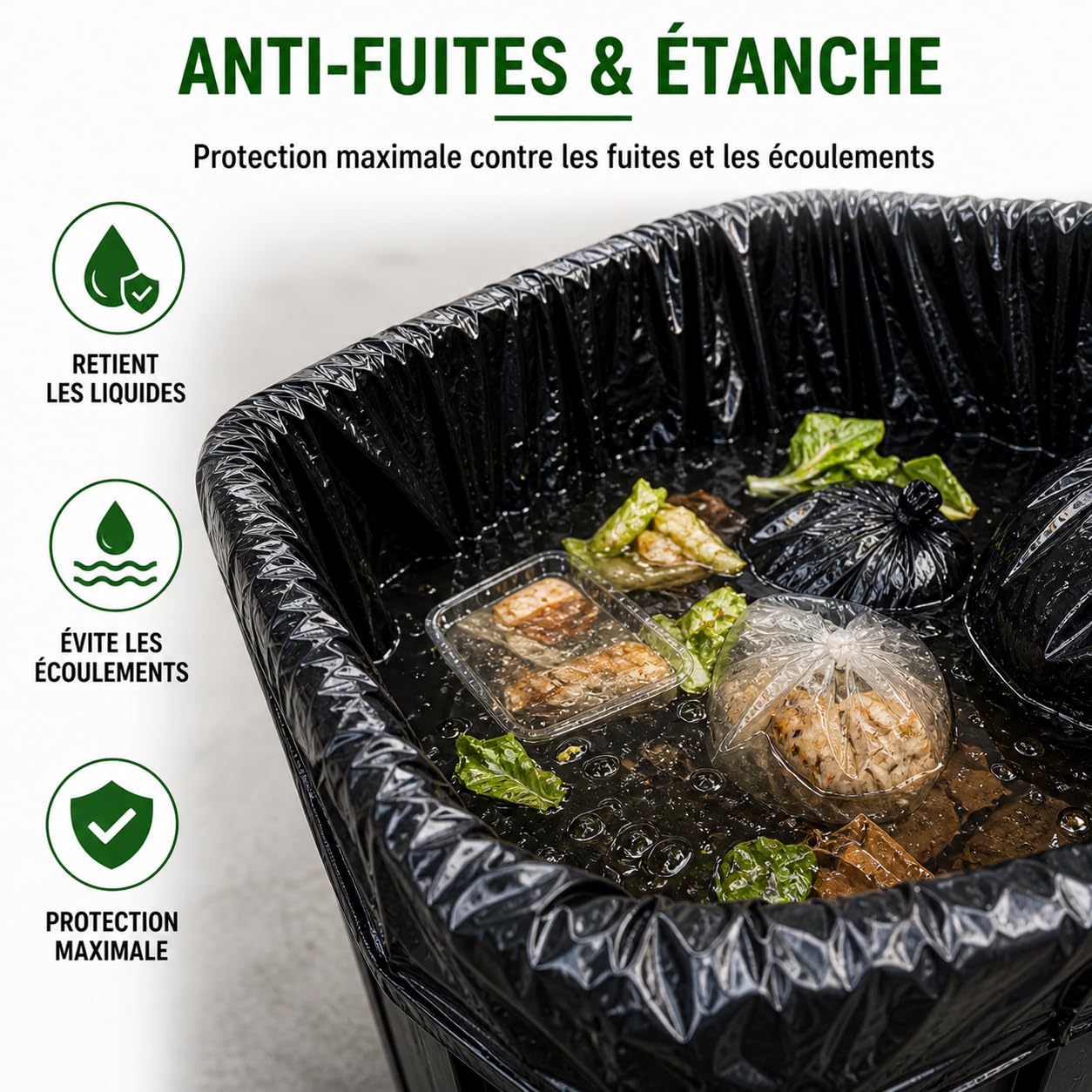 Sac Poubelle 1000-1100L X 20 | Housse Protection Conteneur 1000 Litres | Sacs Housses 1100 Litres Noir Opaque | Tous Types Déchets et Ordures | Epaisseur 30µ | Anti Fuites et Anti Salissures