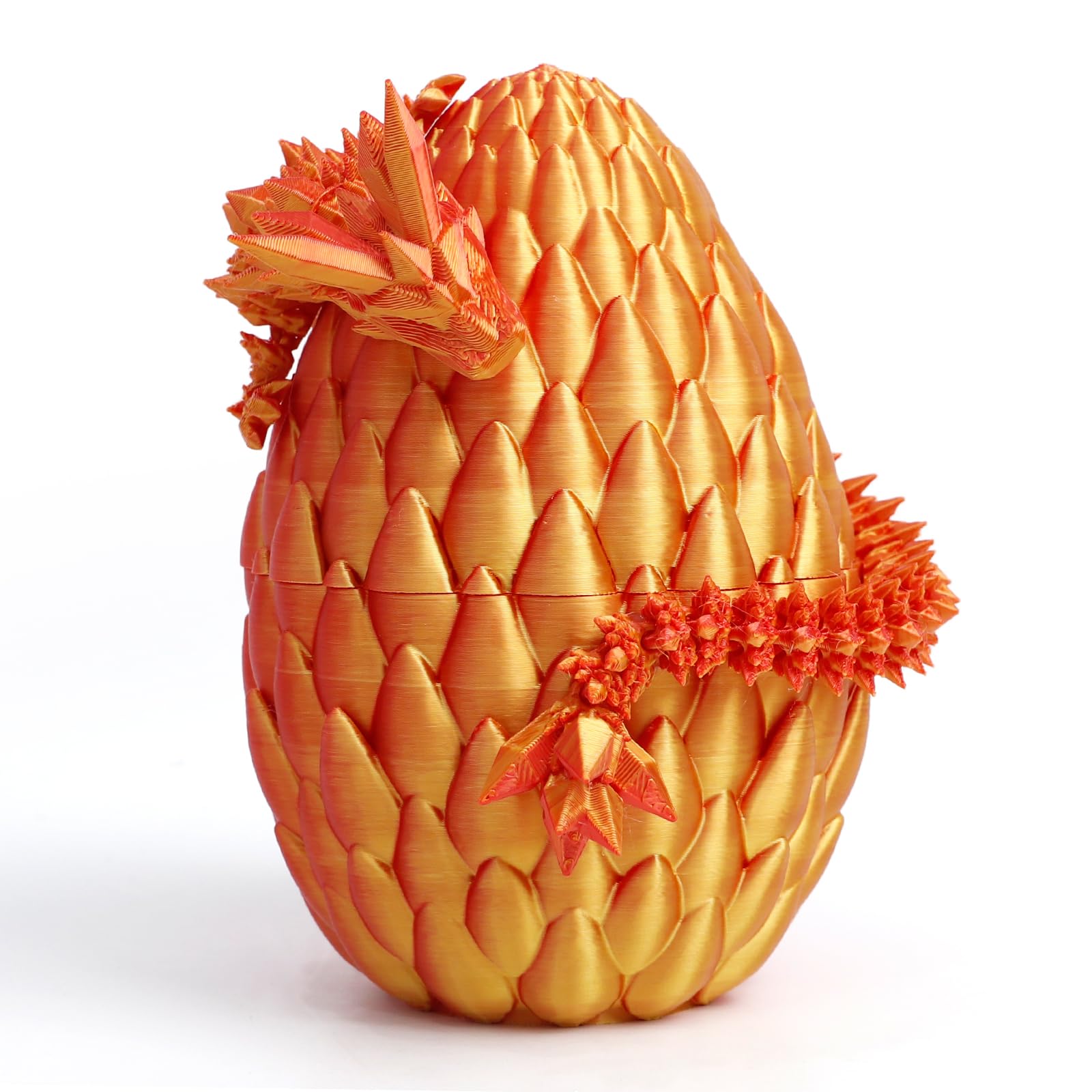 Flavery Dragon Egg - Red Mix Gold - Surprise Egg Toy with Flexible Dragon, 3D Printed Gift, Articulated Dragon Egg Fidget Toy (12” Dragon)