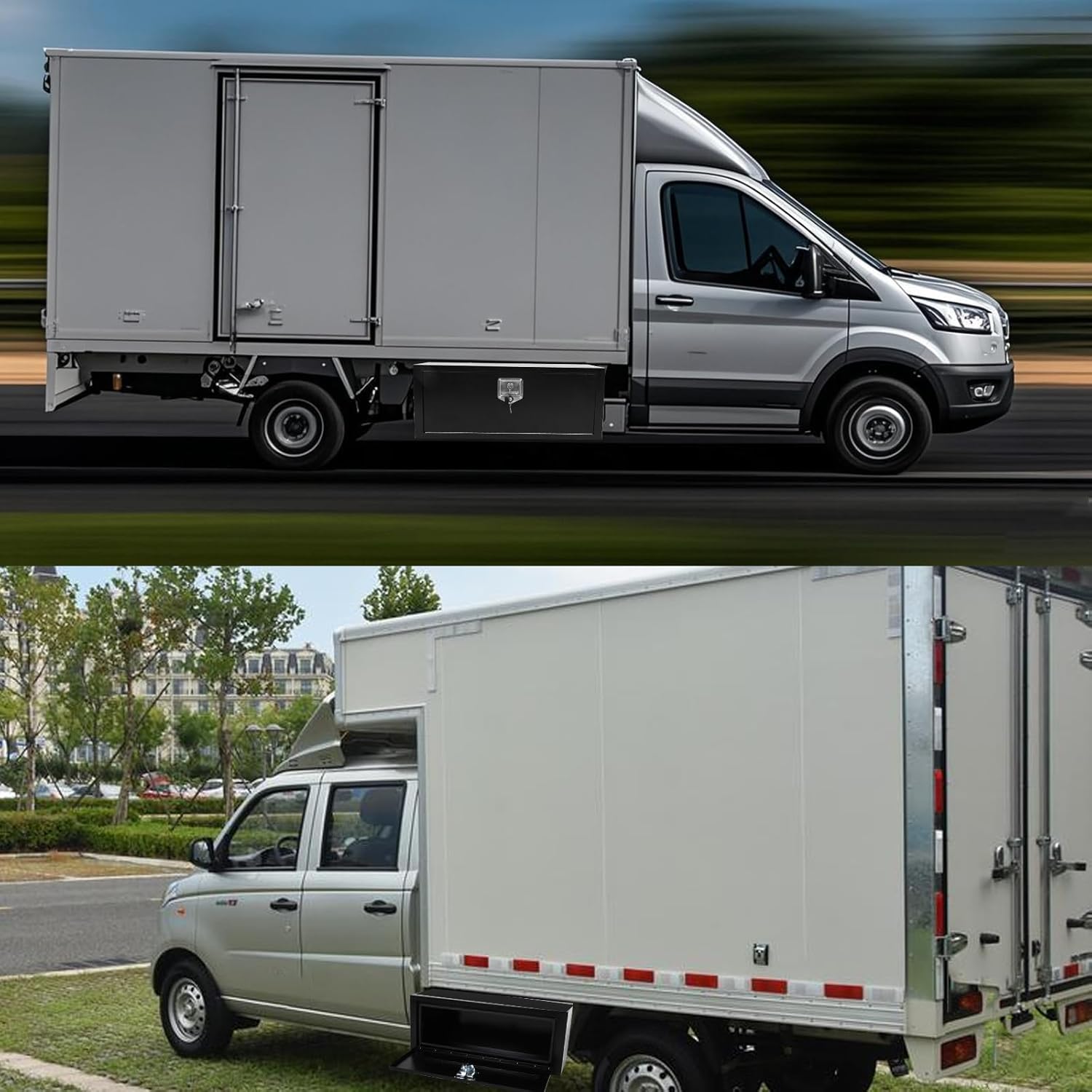 27 Inch Underbody Truck Tool Box Heavy Duty Steel Plated Storage Box with T-Handle Lock Waterproof Smooth Surface 27.5"x 11"x 10" for Pickup, Truck Bed, RV, Trailer Black