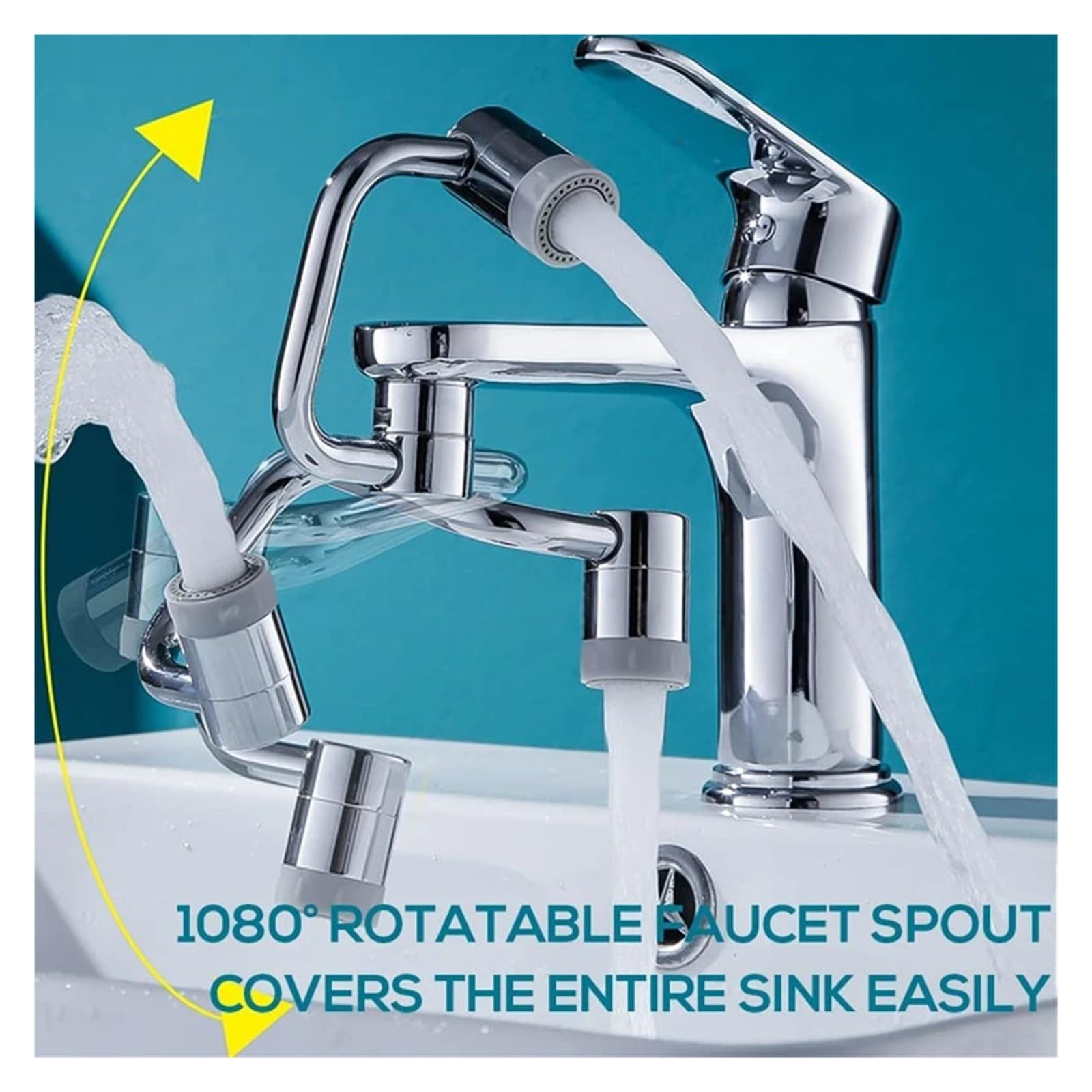 Grifo Giratorio Universal De Acero Inoxidable 1080 °, Brazo Robótico, Extensión Giratoria, Aireador, Extensor Cocina Bien Hecho(Single mode)