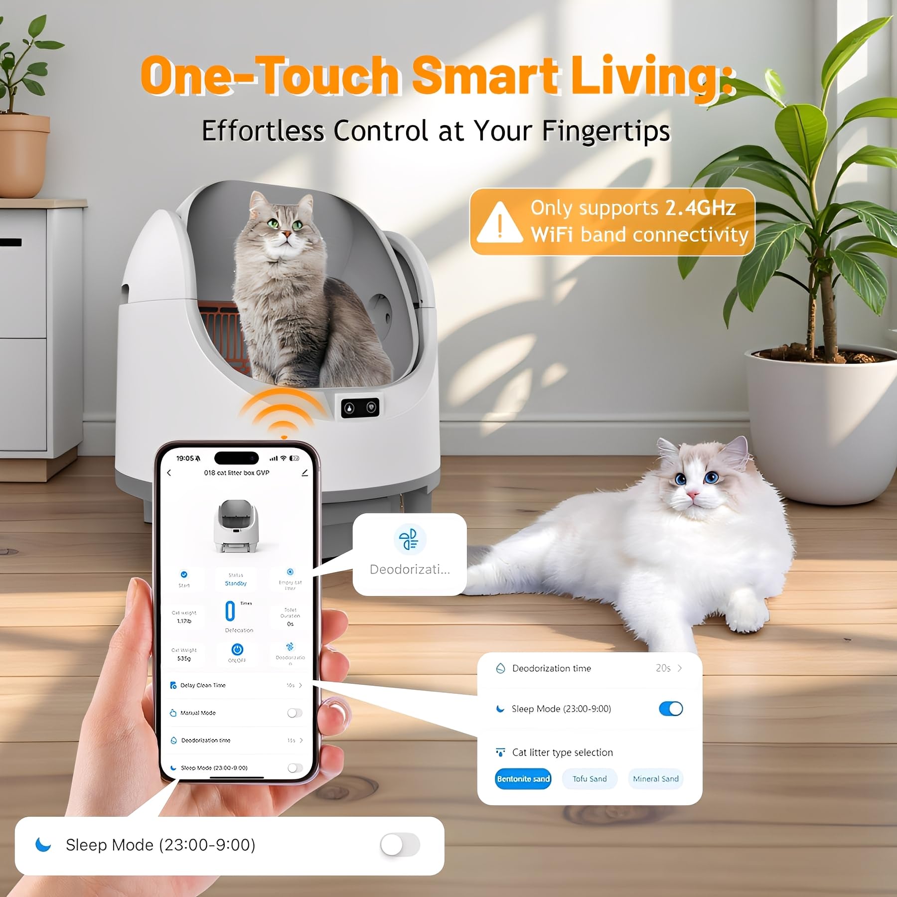 Arenero Gatos Autolimpiable, Caixa de Areia para Gatos, Arenero Automatico | Control por App, Silencioso y Seguro, Caja de Arena Automática con Protección Integrada, Ideal para Múltiples Gatos