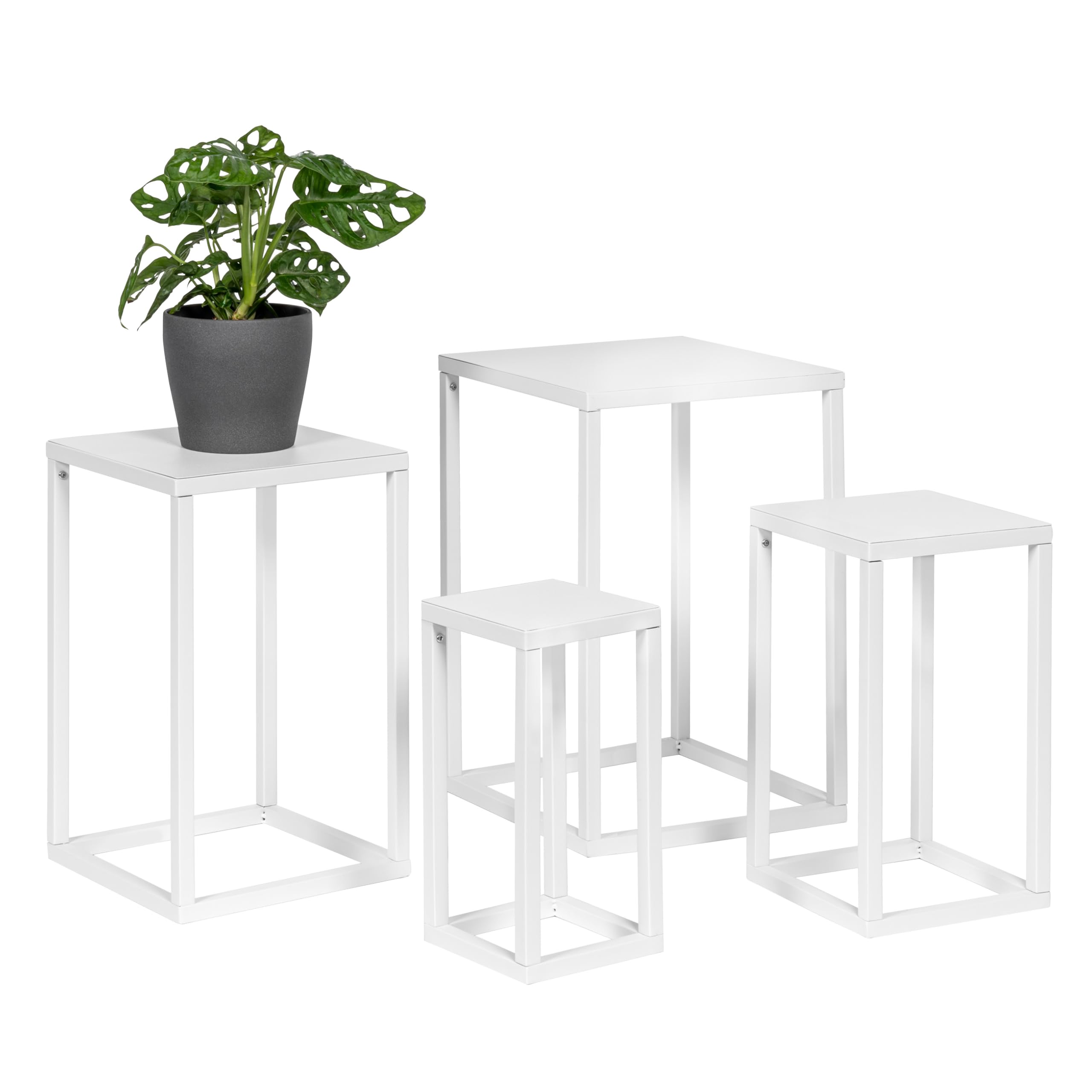 Set Di 4 Sostegni Per Fiori In Metallo – Espositori A Colonna Geometrici Bianchi Per Matrimonio E Decorazione