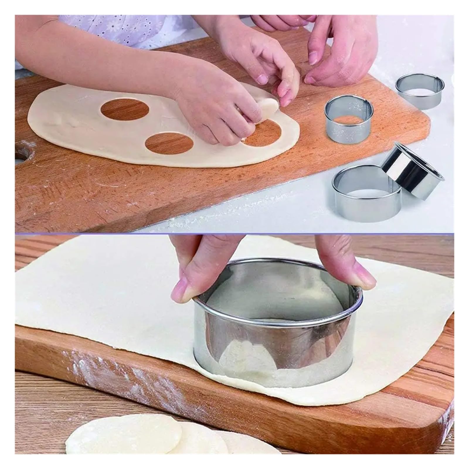 Juego de cortadores de galletas redondos de 12 Uds., moldes for rosquillas de pastelería graduados de acero inoxidable 18/8 de calidad alimentaria for hornear, cocina DIY(12Pcs Round Cookie)