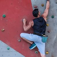 MoKo Magnézia Zsák - Kék Nylon Krétazsák Állítható Pánttal, Cipzáros Zsebbel és Karabinerrel Mászáshoz, Súlyemeléshez, Tornához 7