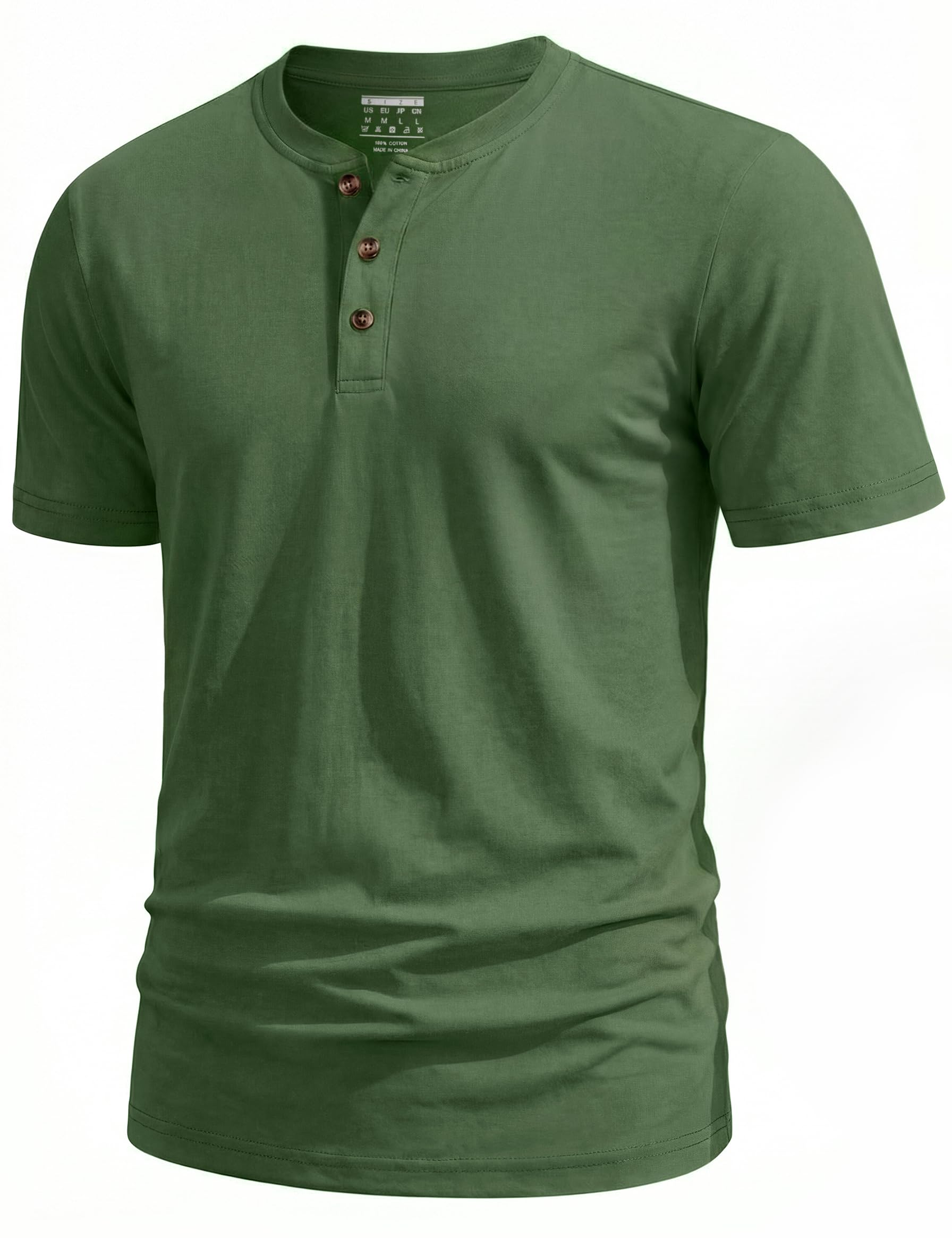 TACVASEN Henley Shirt Herren Kurzarm Sommer Basic Rundhals Tshirt Baumwolle Kurzarm Freizeitshirt Arbeits Tshirt