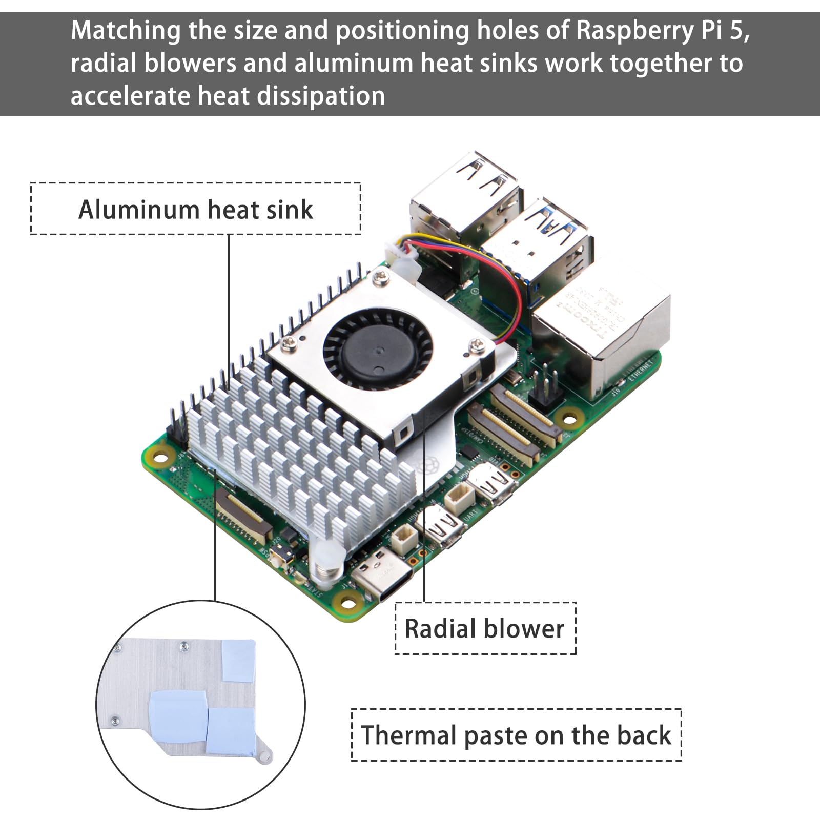 GeeekPi Metalowa obudowa do Raspberry Pi 5, z oficjalnym Raspberry Pi M.2 Hat+ i aktywną chłodnicą, obsługą M.2 SSD 2230/2242