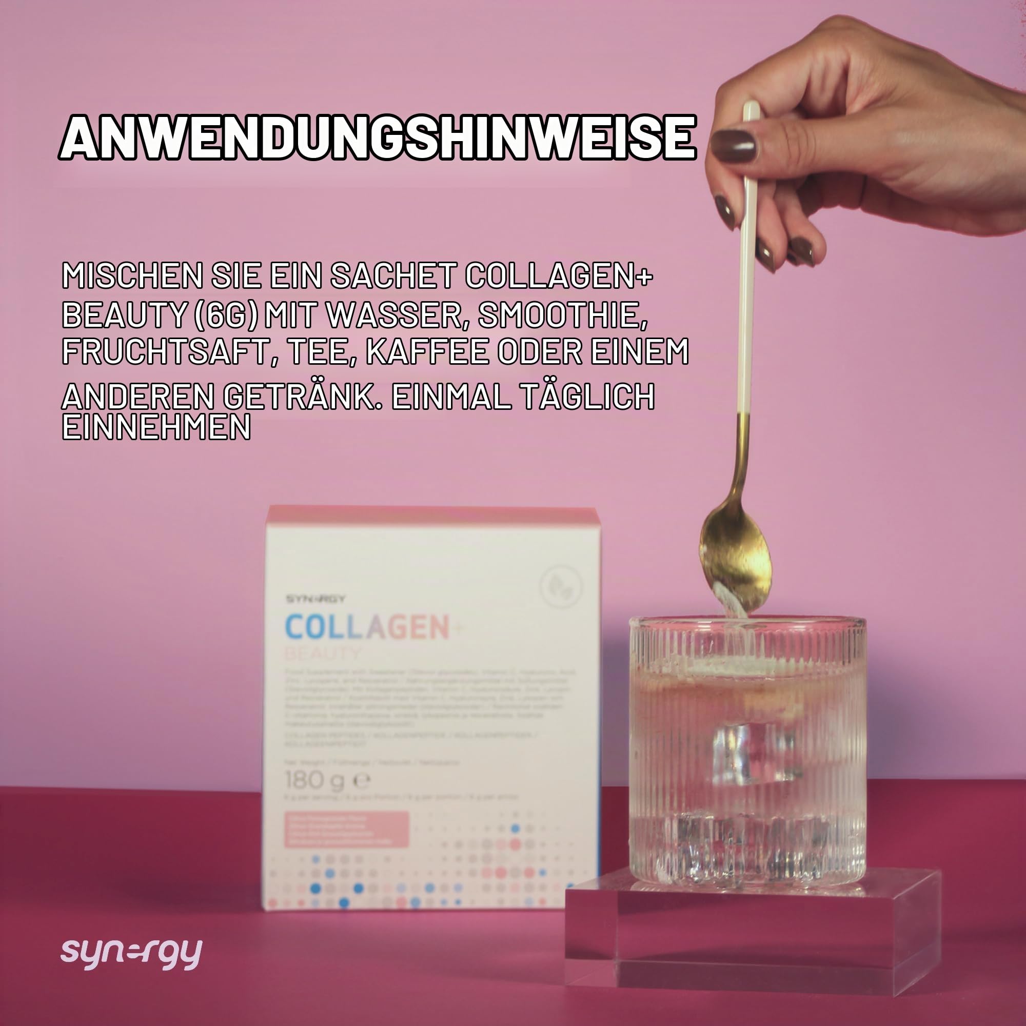 Synergy Worldwide Collagen+ Beauty 180g | 5000mg Meereskollagen | Hyaluronsäure, Resveratrol, Vitamin C & Zink | Für Haut, Haare, Nägel & Gelenke | 30 Portionen