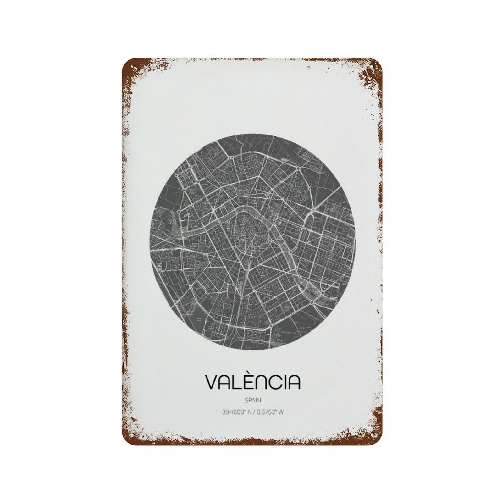 xiaoxiaoshen Valencia Map Modern Home Decor Wall Decor Art Metal Tin Poster Modern Home Decor Art Home Bar Shop Decorations Vintage Sign 30x20cm