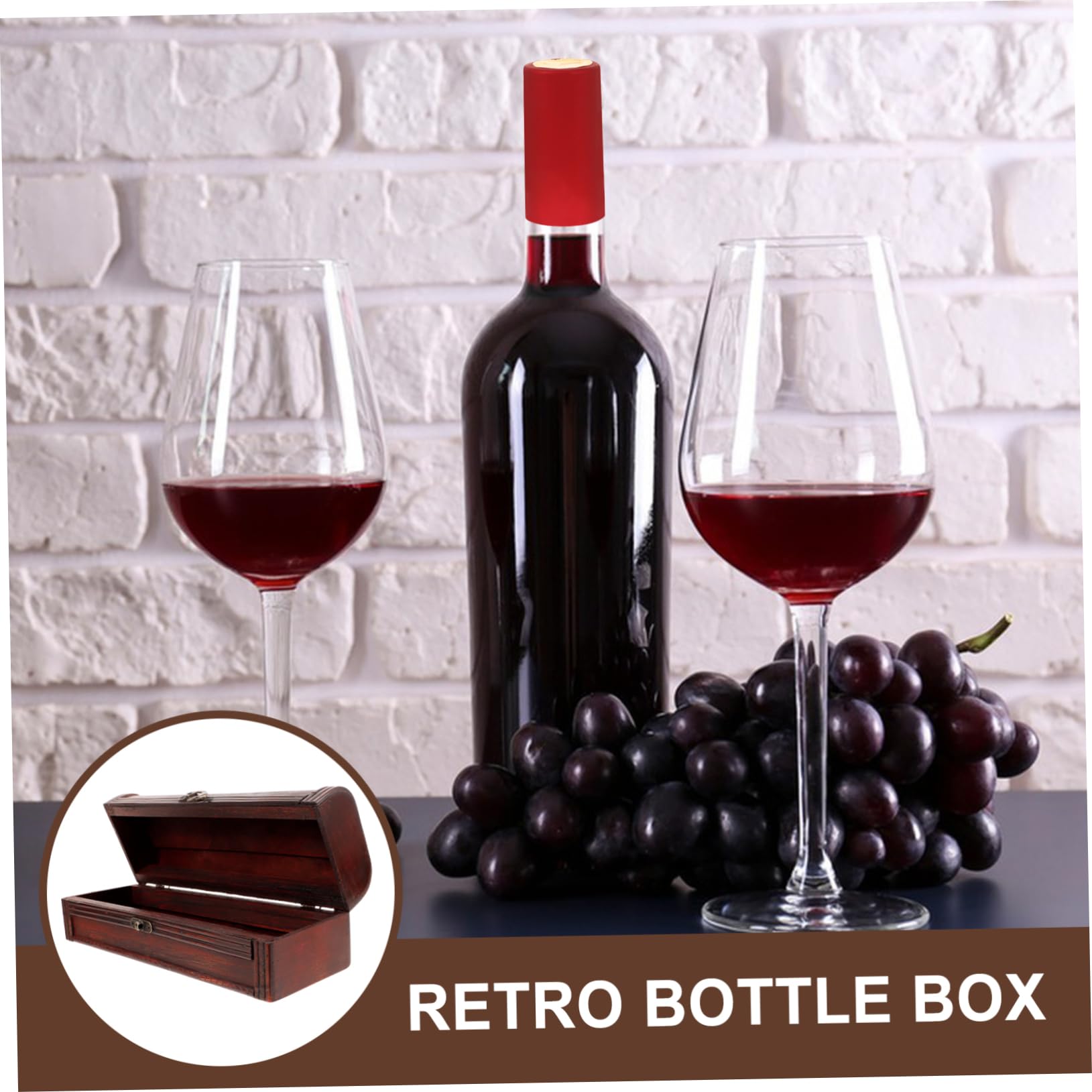 Cassa Vino Retrò in Legno, Confezione Regalo per Bottiglia | Marrone, Cuoio e Ferro, Portatile, per Compleanno e Anniversario, Adatta a Birra e Bottiglia di Vino Rosso