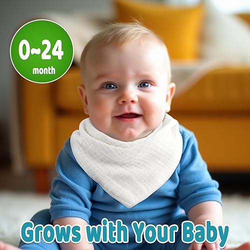 Miniatura 9 de Mccotwe Baberos de muselina para bebé, baberos de dentición, baberos de hombro de solapa, baberos de 8 capas de algodón orgánico para niños y niñas