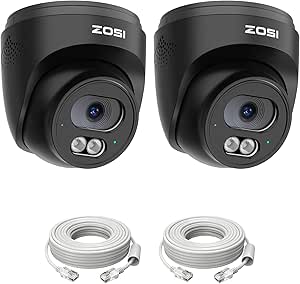 ZOSI C220 2Pack 4MP 2.5K QHD Add-On PoE IP Camera Outdoor, 1440p Surveillance Outdoor Camera to Home Security System, Only Work with ZOSI PoE NVR, 100ft Night Vision, AI Human Detection, Two-Way Audio asin的图片