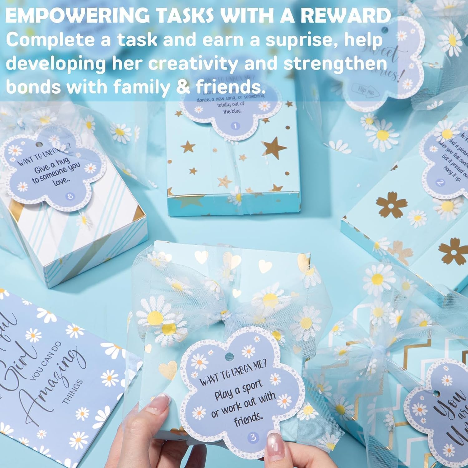 Easter Basket Gifts for Tween & Teen Girls, 8 PCS Birthday Gift Teenage Girl Gifts Trendy Stuff w/Fun Task Tag Makeup Brushes & Bag, Empower Positive Wrapped Gift Prefilled Stuffers for Daughter Niece - Image 5