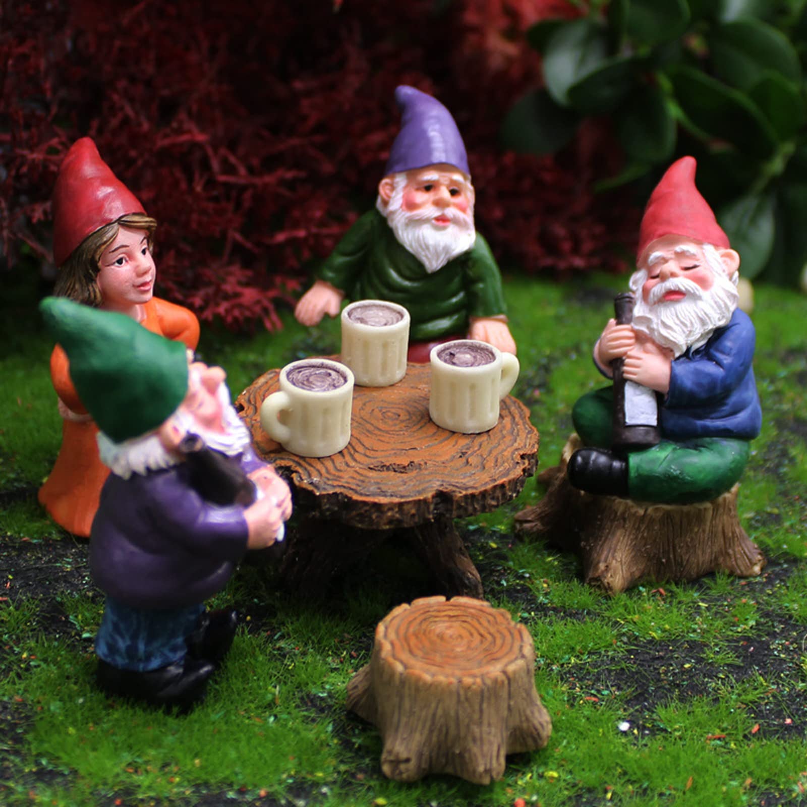 Set di 6 gnomi da giardinaggio in miniatura, mini gnomi da giardino, statua di gnomi nani, per esterni, divertenti, da giardino, decorazione statua nana, per casa, da tavolo.