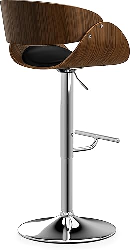 Miniatura 82 de SIMPLIHOME Lowell Taburete de bar giratorio ajustable, silla tapizada de metal de 33 pulgadas de altura del asiento en tela de aspecto de lino gris