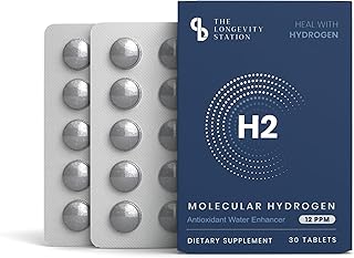 The Longevity Station Molecular Hydrogen H₂ Tablets 12 PPM | Neutralise the Effects of Oxidative Stress and Free Radical D...