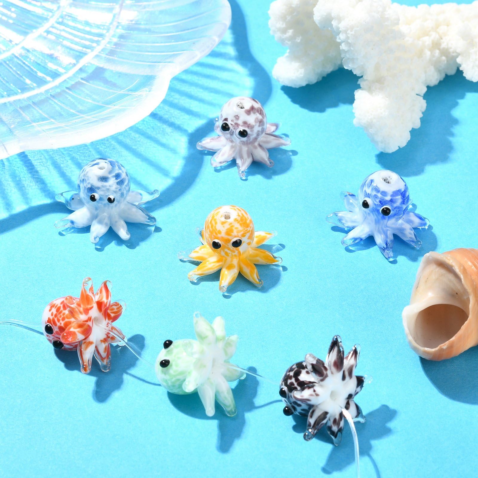 FASHEWELRY 10x Handgefertigte Krebs-Perlen - 3D Tier-Glasperlen Für Schmuck