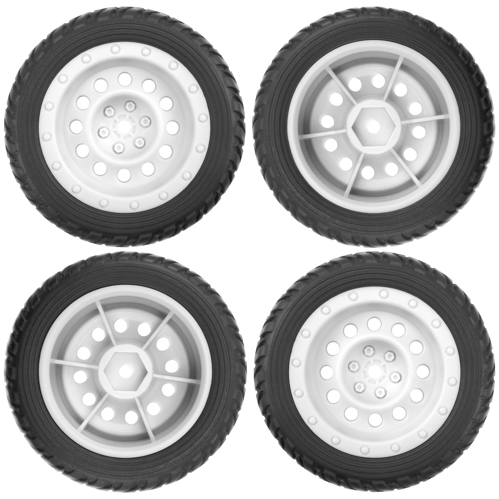 KINGCOO 4PCS Pneus RC Rallye 75mm Avec Jantes 10 Rayons - Pour 1/10 Et 1/16 Kyosho Tamiya HSP HPI - Bleu Noir