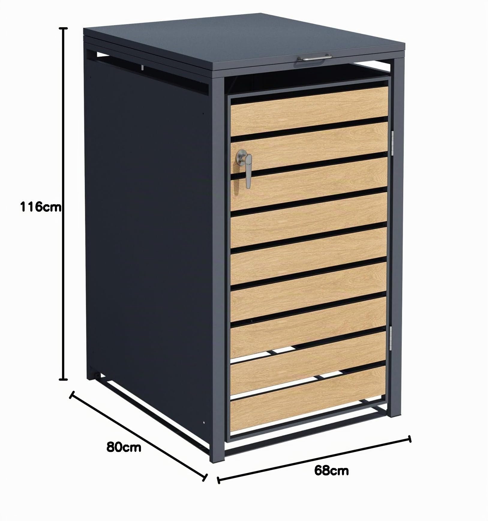 SCHARTEC® Mülltonnenbox anthrazit mit Holz-Design erweiterbar 240l Mülltonnenverkleidung Mülltonnen Sichtschutz Unterstand