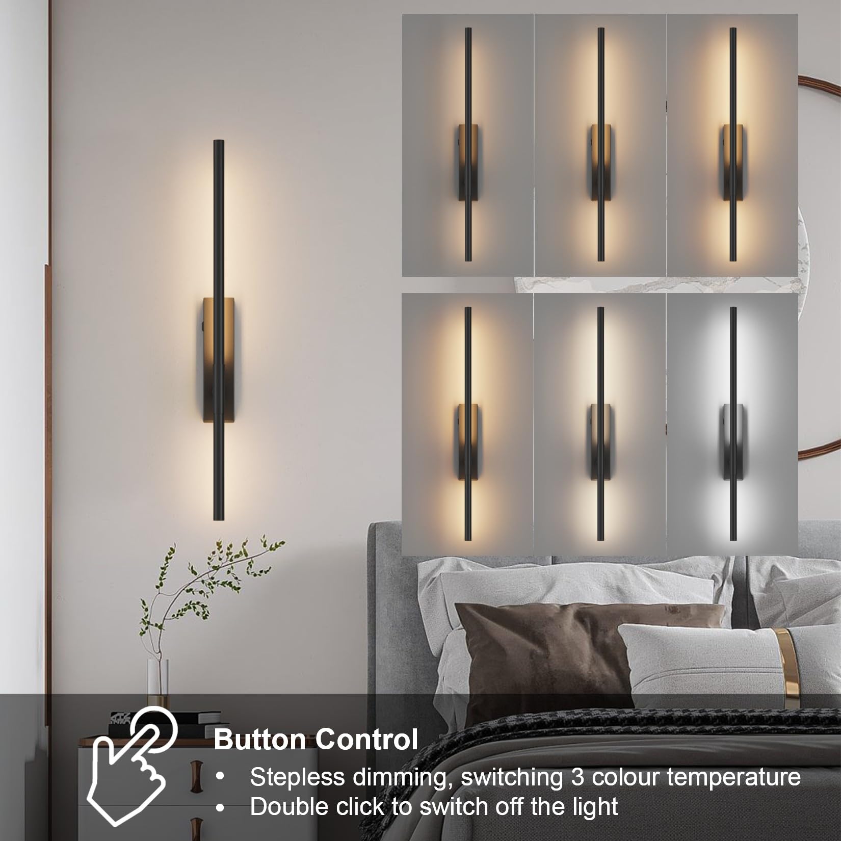 Coinmit Dimbare en Oplaadbare Wandlamp, Moderne