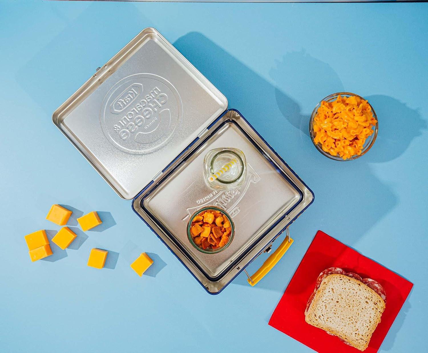 Toynk Kraft Macaroni & Cheese Retro Metal Lunchbox | Reusable Storage Tin With Handle