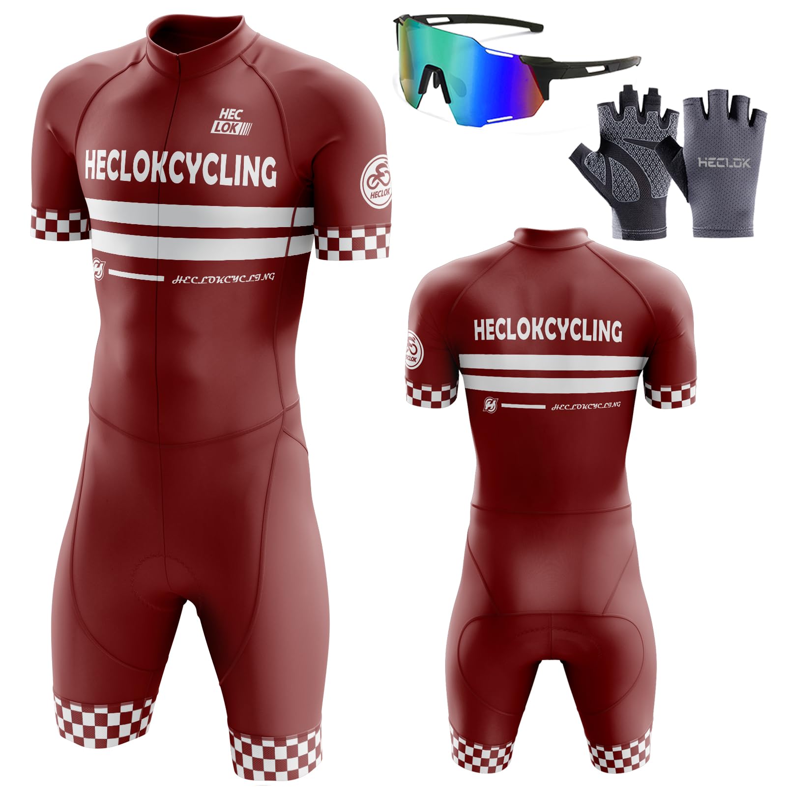 Conjunto de Traje de Triatlón de Manga Corta para Hombre,Traje de Ciclismo de Secado Rápido Mono Racing,Traje de Ciclismo Acolchado de una Pieza para,Ciclismo,Carrera,Natación