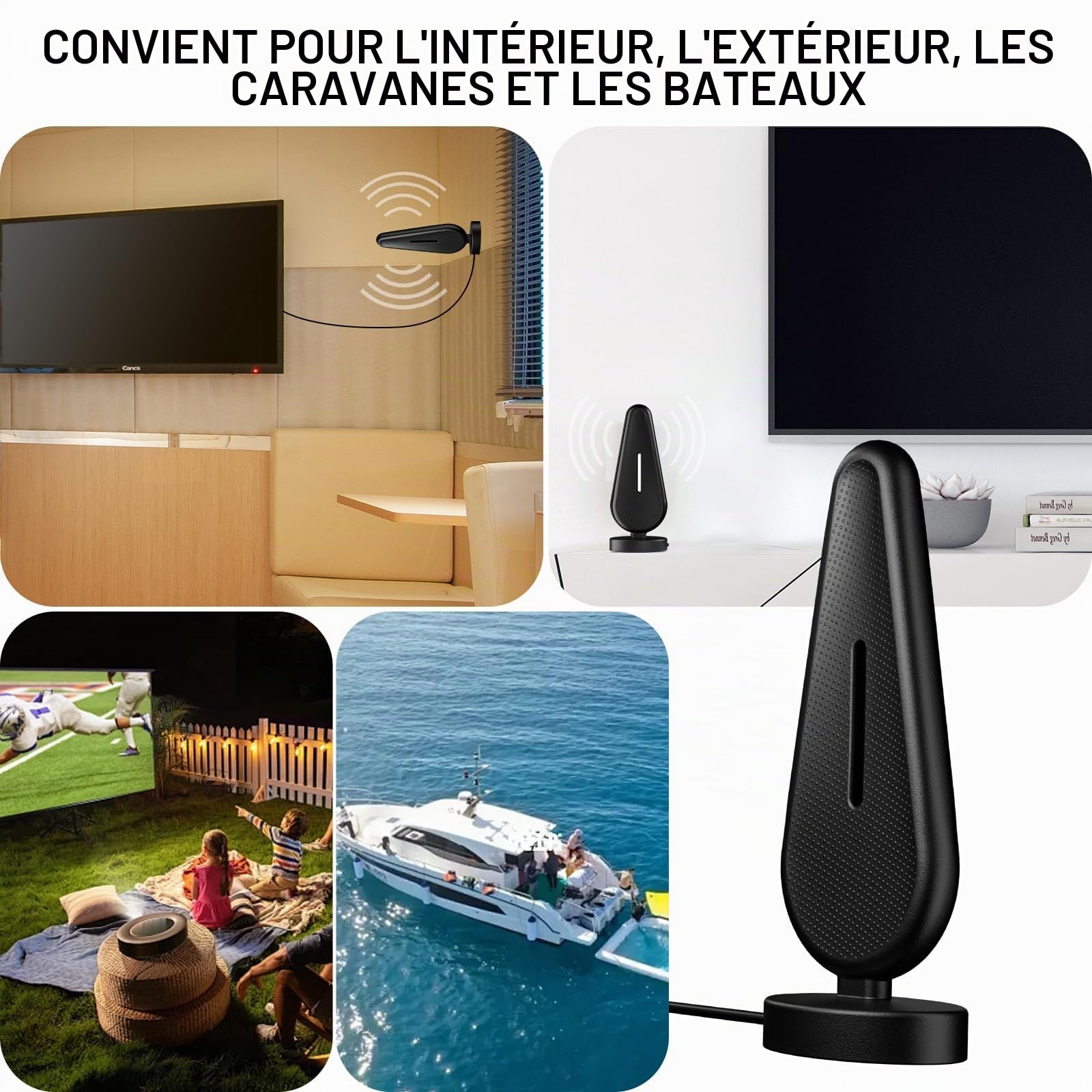 Antenne TV Intérieure Puissante - Optimisée pour 720p, 1080p, 4k - Réception Exceptionnelle des Chaînes TNT en Intérieur pour Une Expérience TV Impeccable