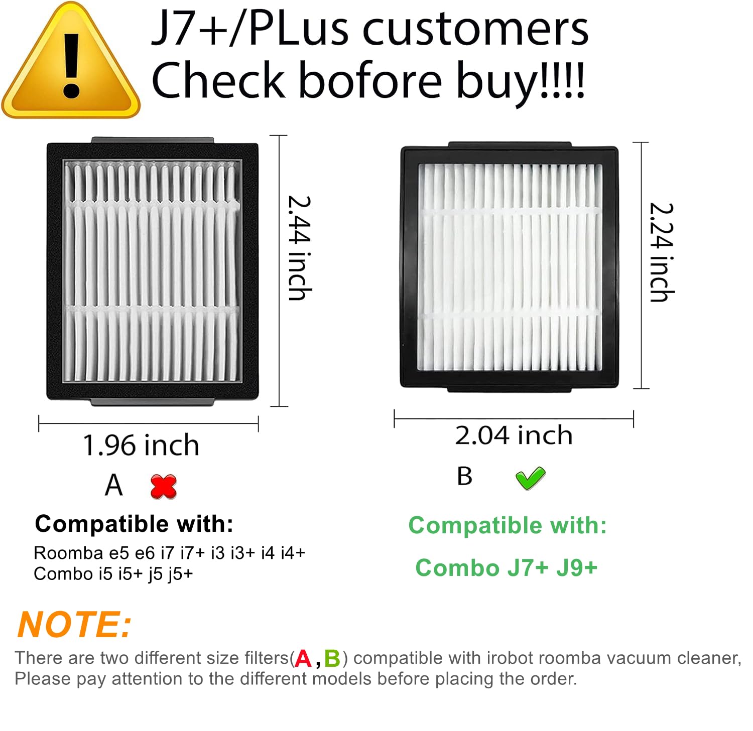 6 Pack HEPA Filters For IRobot Roomba Combo J7+/j9+/10 Max - High Performance Replacement (Not For J7+ Or J9+ Roomba)