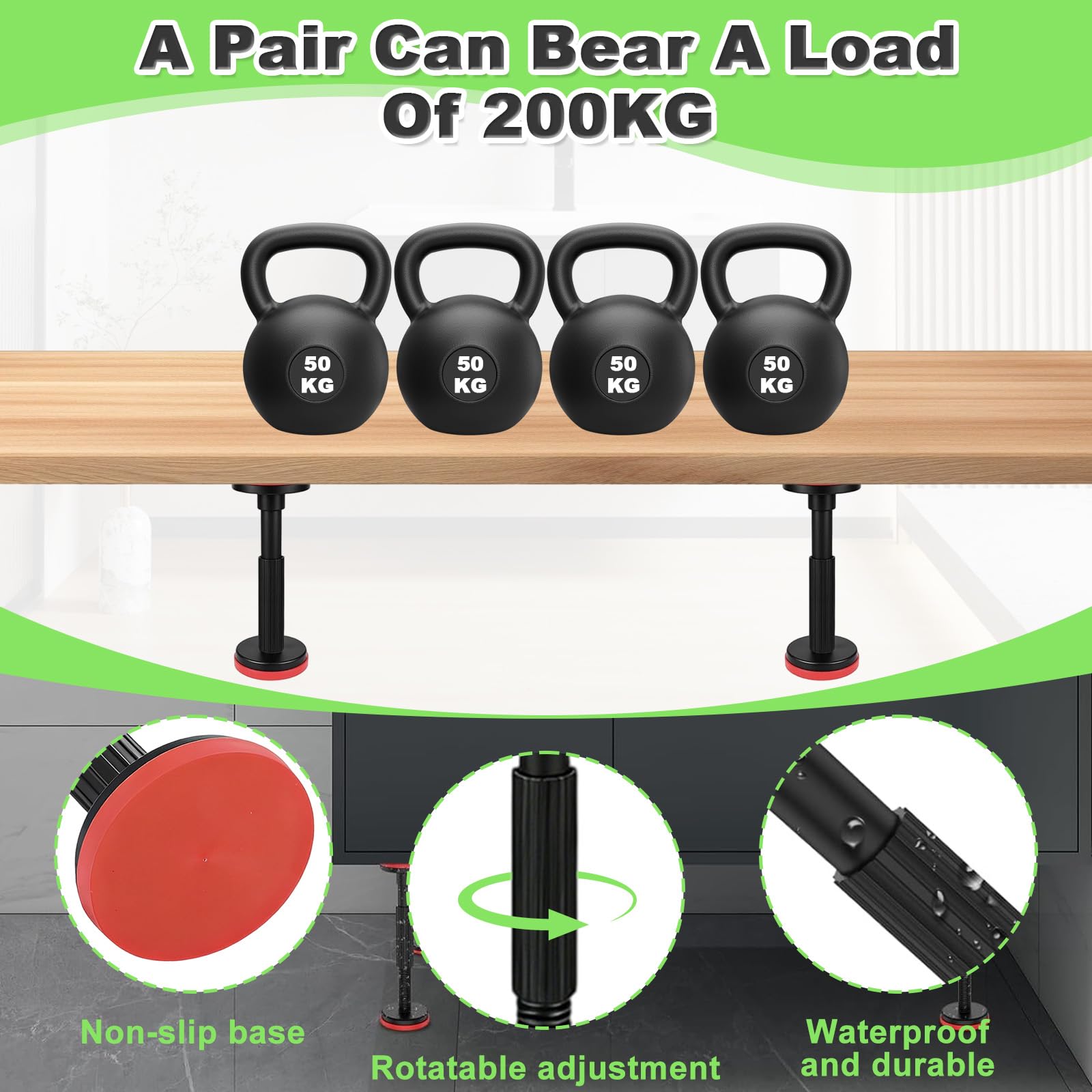 2 Varillas Puntales Telescopicos, Barra Aapoyo Extensibles Ajustable Nailon Alta Dureza Telescópica 18-45cm, Sistema Soporte Antideslizante Tercera Mano Hasta 200kg para Armarios Sofá Lavabo Muebles