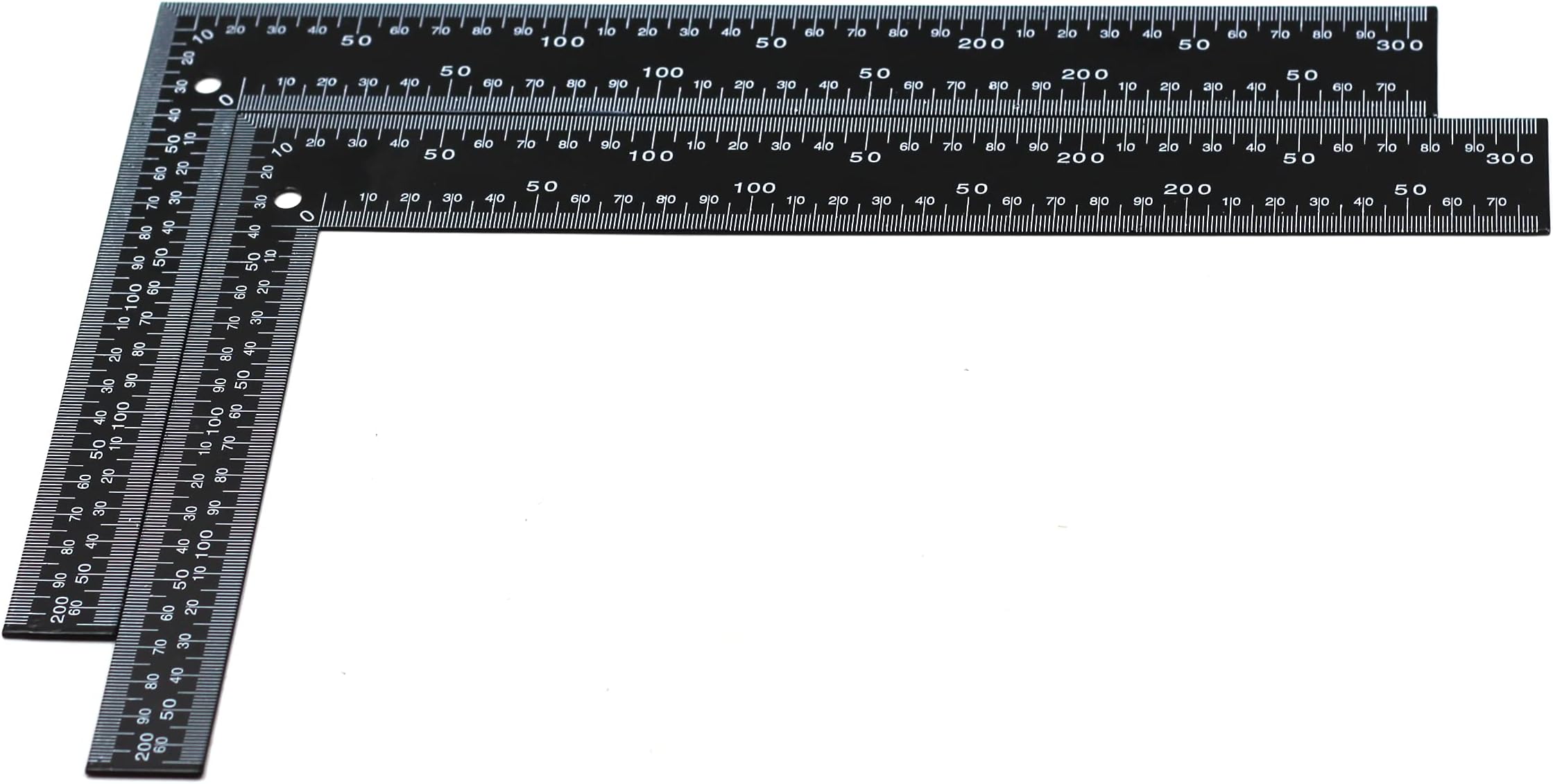 Driak Black 2pc Metal L Shaped Metric Square Carpenter Square 0-30cm 0-20cm Measuring Range Metal Framing Square Square Ruler for Accurate Cutting, Trimming, Slicing and Measuring