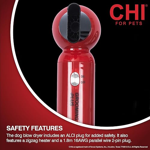 Miniatura 7 de CHI Secador de pelo de mano para mascotas para aseo de mascotas, motor silencioso y de bajo calor, secador compacto para perros y gatos, diseño con