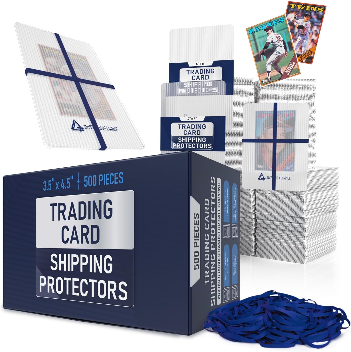 Premium Bundle Trading Card Shipping Protector with Rubber Bands | Graded Cards Protectors, Sports Trading Card Shipping Supplies Packaging, TCG Baseball Cards Shippings Shield.